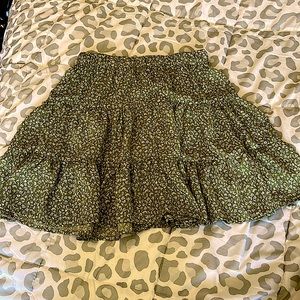 Sage green skirt with little white flowers